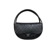 Chanel Vintage Hula Hop Svart Läder Chanel Väska Black, Dam