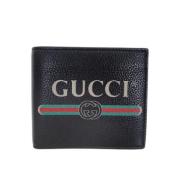 Gucci Vintage Begagnad Svart Läderplånbok Black, Unisex