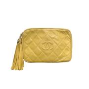 Chanel Vintage Begagnad Gul Läder Chanel Crossbody Väska Yellow, Dam