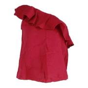 Isabel Marant Pre-owned Röd Linne Ruffle One-Shoulder Top Red, Dam