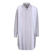 MM6 Maison Margiela Randig skjortklänning med Clic-krage Gray, Dam