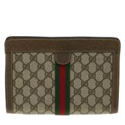 Gucci Vintage Förägda Ophidia canvasclutchar Beige, Dam