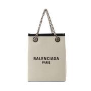 Balenciaga Bomullshandväska med Avtagbar Ficka Beige, Dam