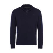 Barbour Essential Lambswool Half Zip Navy Sweater Blue, Herr