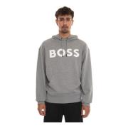 Boss Maxi Logo Oversize Sweatshirt med huva Gray, Herr