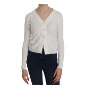 Byblos Vit V-ringad Kortärmad Cardigan Blus White, Dam