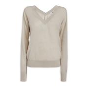 Calvin Klein V-neck Knitwear Beige, Dam