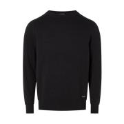 Calvin Klein Svarta Sweaters med Vit Slub Textur Black, Herr