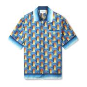 Casablanca Multifärgad Siden Skjorta för Män Blue, Herr