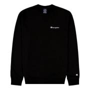 Champion Svart Crewneck Sweatshirt med Liten Textad Logotyp Black, Her...