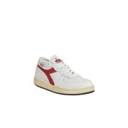 Diadora Stonewashed Läder Låg Topp Sneakers White, Herr