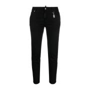 Dsquared2 Svarta Slim-fit Cropped Jeans Black, Dam