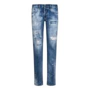 Dsquared2 Slim-Fit Blå Jeans med Logomärke och Läderrem Blue, Dam