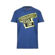 Dsquared2 Blå Bomull T-Shirt - Tillerkad i Italien Blue, Herr