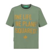 Dsquared2 One Life One Planet Tryckt T-Shirt Green, Dam