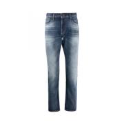 Emporio Armani Trendiga Slim-Fit Stone Washed Jeans Blue, Herr