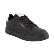 Emporio Armani SNK Tumbled Calf Leather Nero Sneakers Black, Herr