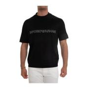 Emporio Armani Lyxig Lyocell Blandning T-Shirt för Män Black, Herr