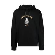 Emporio Armani Svart Hoodie med Maxi Örn Tecknad Patch - Manga Capsule...