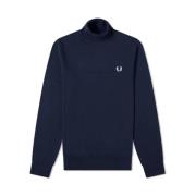 Fred Perry Marinblå Roll Neck Stickad Tröja Blue, Herr