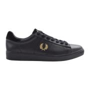 Fred Perry Svarta tennisskor i tumbled läder Black, Herr