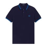 Fred Perry Slim Fit Twin Tipped Polo - Mörk Carbon Kingfisher Blue, He...
