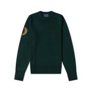 Fred Perry Klassisk Tartan Grön Crew Sweat med Laurel Wreath Green, He...