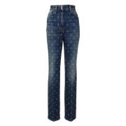 Givenchy Logo Mönster Straight Jeans Blue, Dam