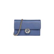 Gucci Interlocking Chain Wallet Väska Blue, Dam