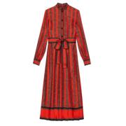 Gucci Fyrkantig G-kedjeprint silkesklänning Red, Dam