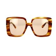 Gucci Oversized fyrkantiga Havana solglasögon med bruna linser Brown, ...