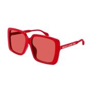 Gucci Street Style-inspirerade Oversized Fyrkantiga Solglasögon Red, D...