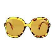 Gucci Geometrisk Oversize Solglasögon med Emaljdetalj Brown, Dam