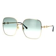 Gucci Klassiska fyrkantiga solglasögon i metall Yellow, Dam