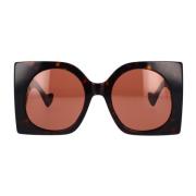 Gucci Oversized fyrkantiga solglasögon med GG Blondie-logotyp Brown, D...