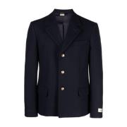 Gucci Blå Ullblazer med Präglade Knappar Blue, Herr