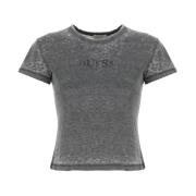 Guess Grå Bomullsblandad T-shirt för Kvinnor Black, Dam