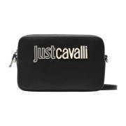 Just Cavalli Kvinnors Axelväska med Metalllogo Black, Dam