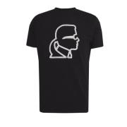 Karl Lagerfeld Svart Tee-Shirt med Design och Extra Black, Herr