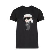 Karl Lagerfeld Maxi Print T-Shirt Black, Dam