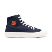 Kenzo Midnattsblå Blommönstrade Höga Sneakers Blue, Herr