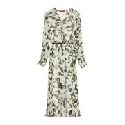 Max Mara Blommig Tryckt Siden Chiffong Midi Klänning Green, Dam