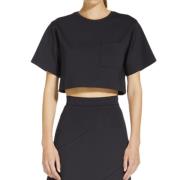 Max Mara Svart Oversized T-shirt med Neoprene Effekt Black, Dam