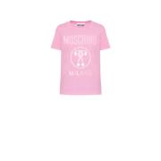 Moschino Dubbel Fråga Milan Logo T-shirt Pink, Dam