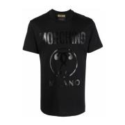 Moschino Svart T-shirt med dubbel frågetecken logo Black, Herr