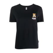Moschino Svart T-shirt med Teddybjörntryck Black, Dam