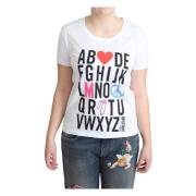 Moschino Vit Bomull Alphabet Print T-shirt White, Dam