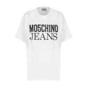 Moschino Vit Bomull T-shirt med Logotryck White, Dam