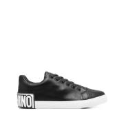 Moschino Svart Logo Patch Sneaker för Män Black, Herr