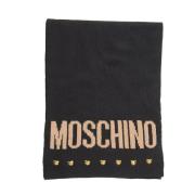 Moschino Logo Studs Halsduk med Lurex-detaljer Black, Dam